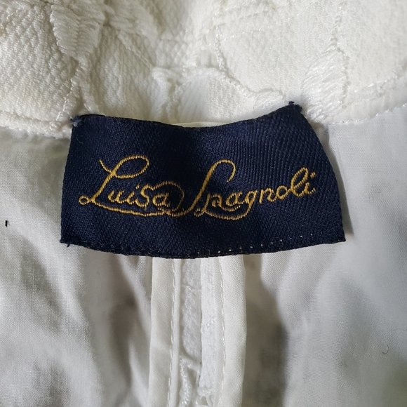 LUISA SPAGNOLI | Floral Lace  White Bridal White Collared Blazer - Picture 6 of 11